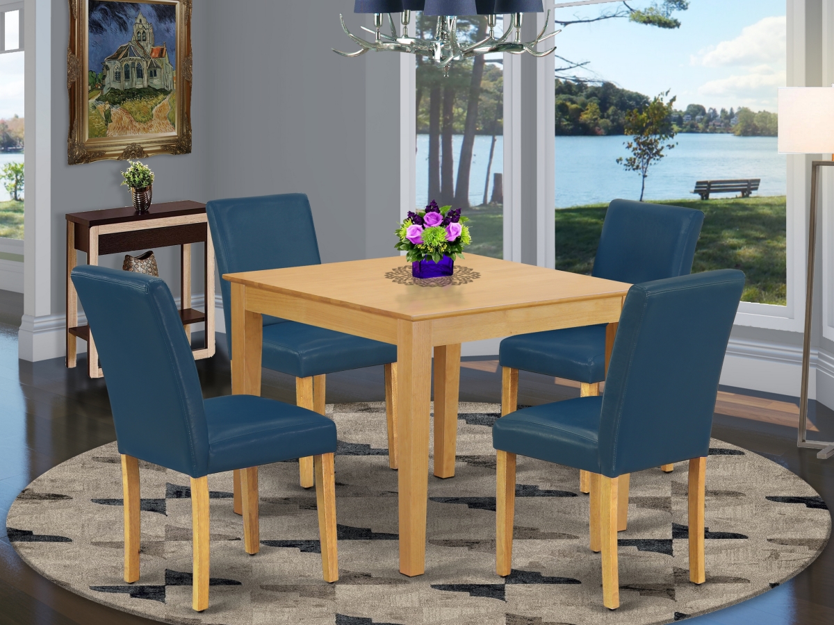 36 in. Oxford Square Table & Four Parson Chair with Oak Leg & Pu Leather - Oasis, 5 Piece -  GSI Homestyles, HO2232385
