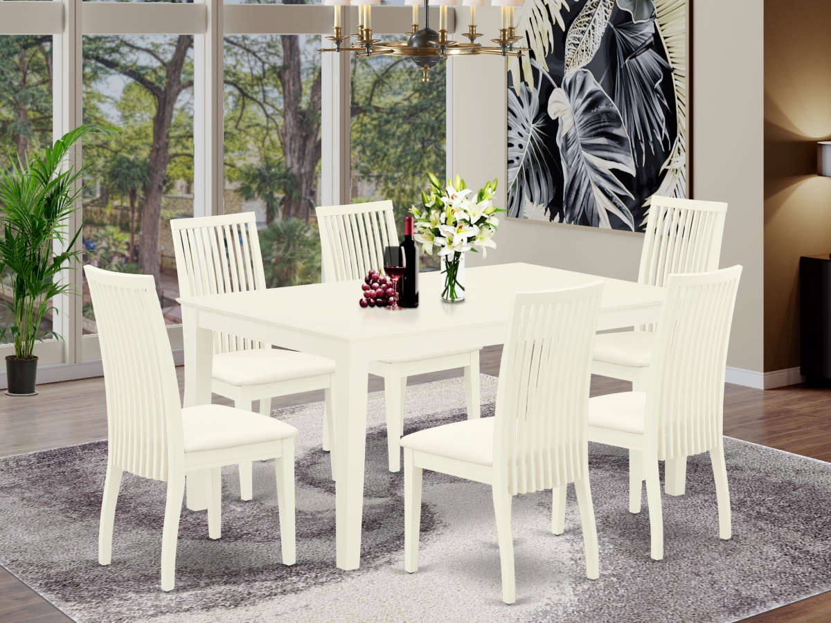 7 Piece Capri Dinette Set - Linen White