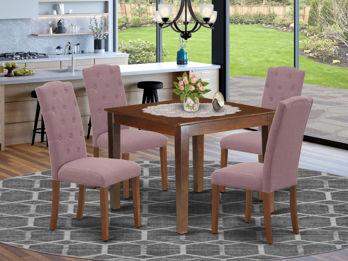 5 Piece Oxford Dining Set - Mahogany & Dahlia