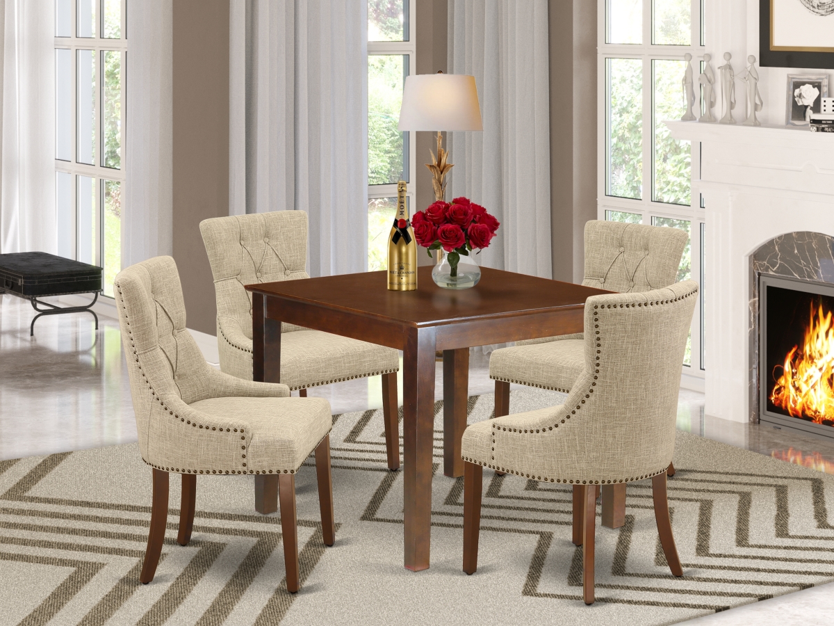 5 Piece Oxford Dining Set - Mahogany & Doeskin