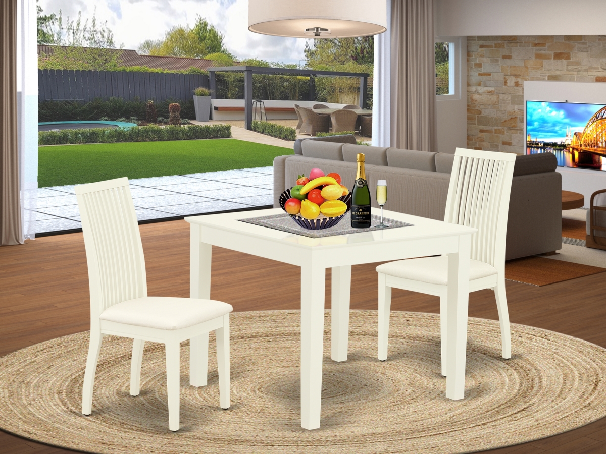 3 Piece Oxford Dinette Set - Linen White