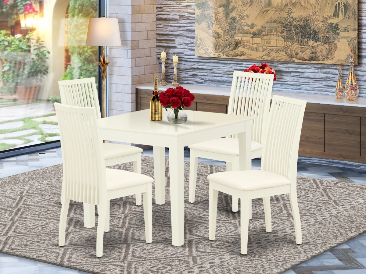 5 Piece Oxford Dining Set - Linen White