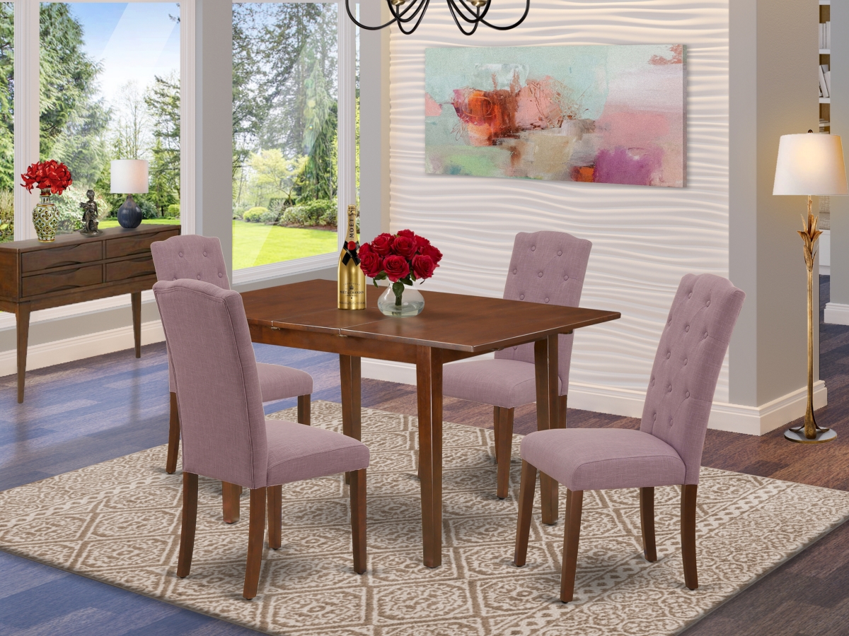 5 Piece Picasso Dining Set - Mahogany & Dahlia