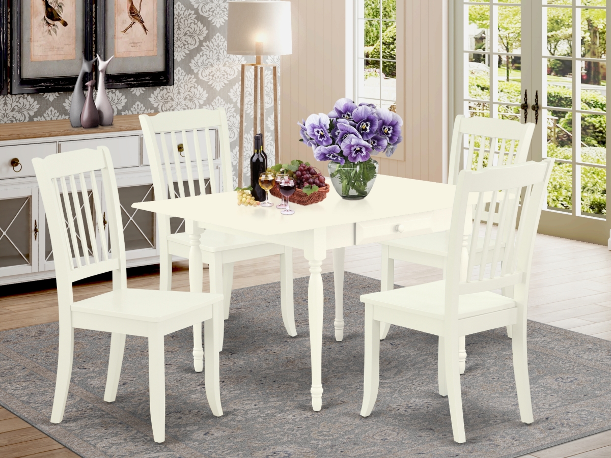 5 Piece Monza Modern Dining Table Set - Linen White