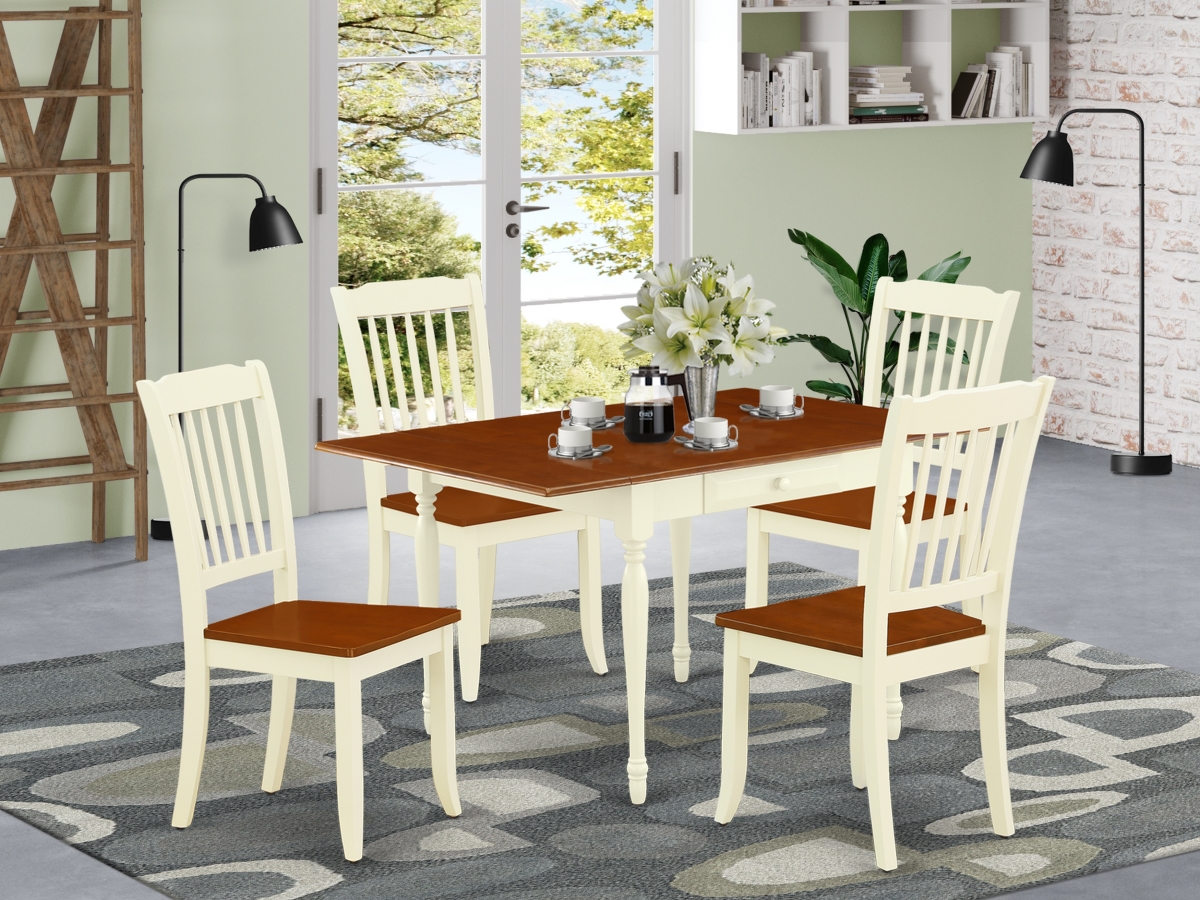 MZDA5-WHI-W 5 Piece Monza Kitchen & Dining Room Table Set - Buttermilk & Cherry -  East West Furniture