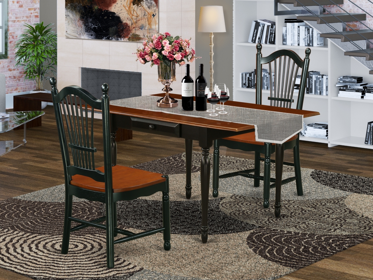 3 Piece Monza Dining Table Set - Black & Cherry