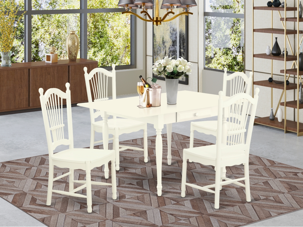 5 Piece Monza Wood Dining Table Set - Linen White
