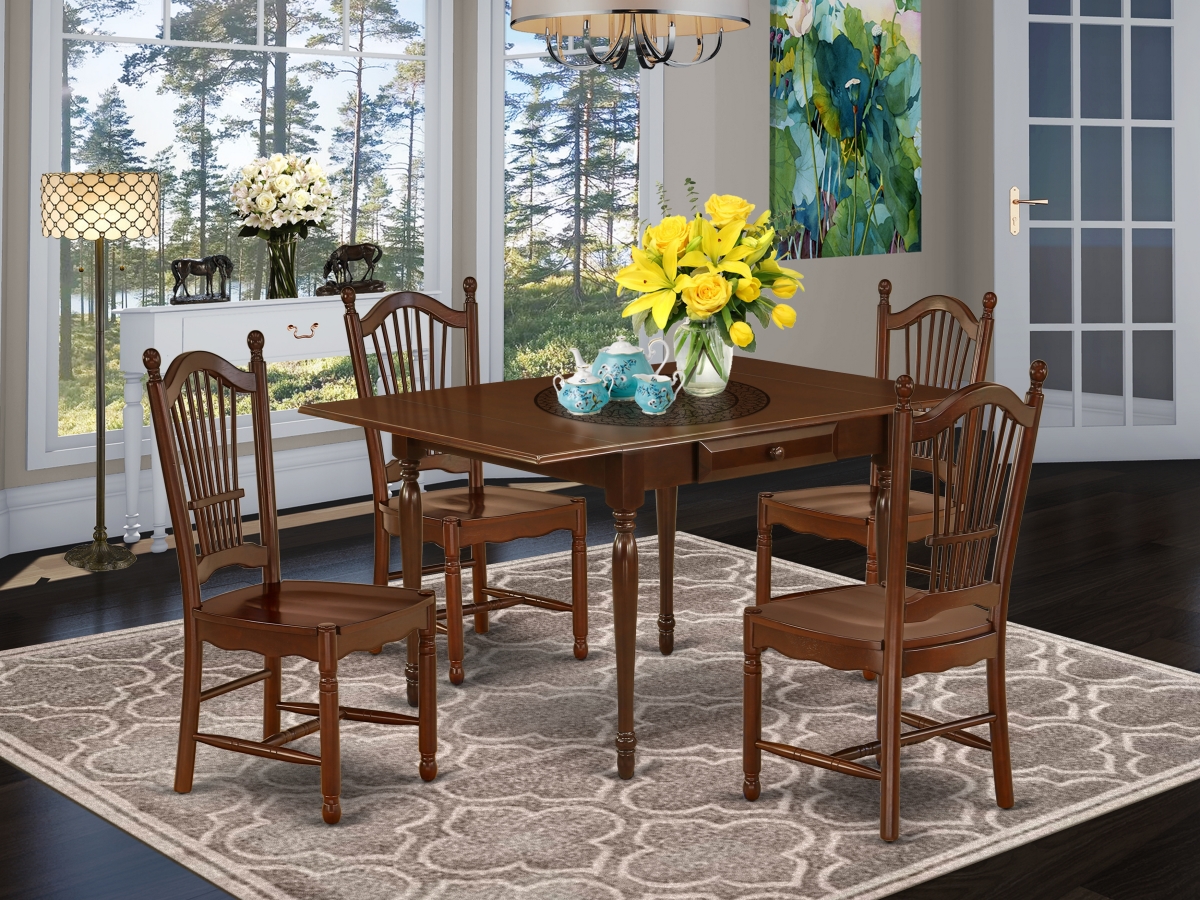 MZDO5-MAH-W 5 Piece Monza Modern Dining Table Set - Mahogany