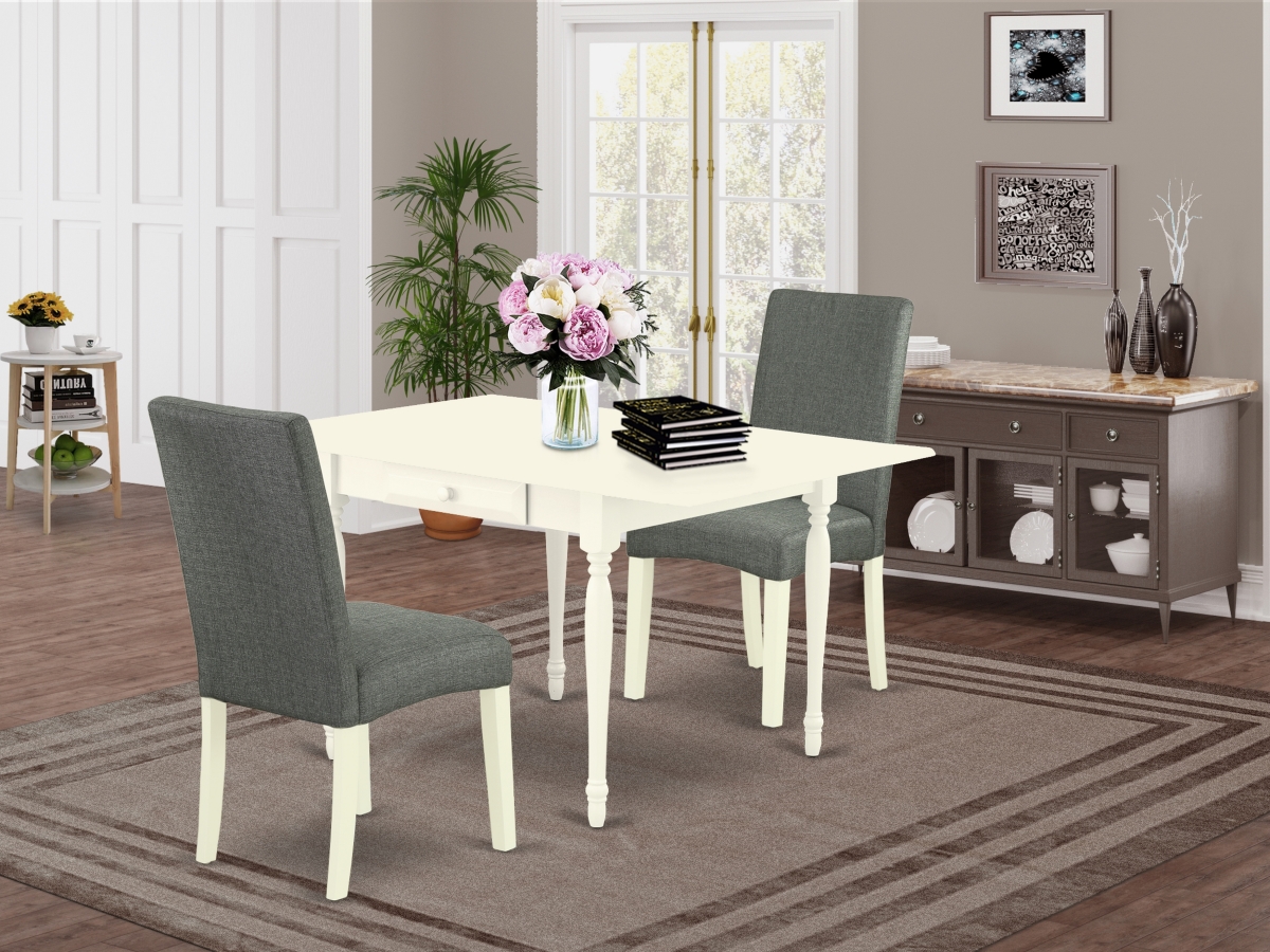 3 Piece Monza Dining Table Set - Linen White & Gray