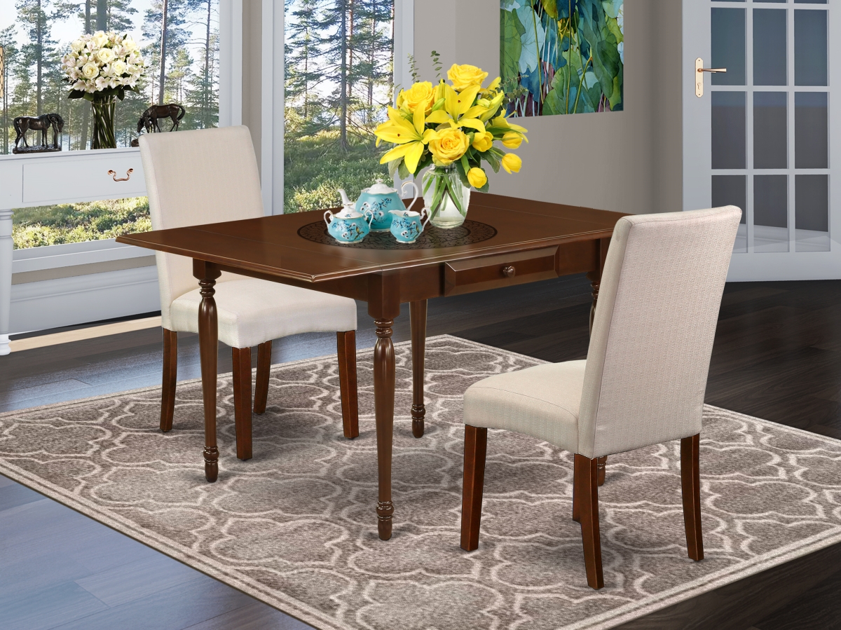 3 Piece Monza Dining Room Table Set - Mahogany & Cream
