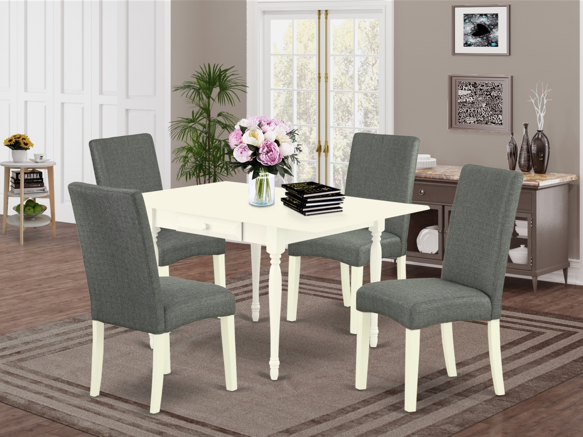 5 Piece Monza Dinette Set - Linen White & Gray