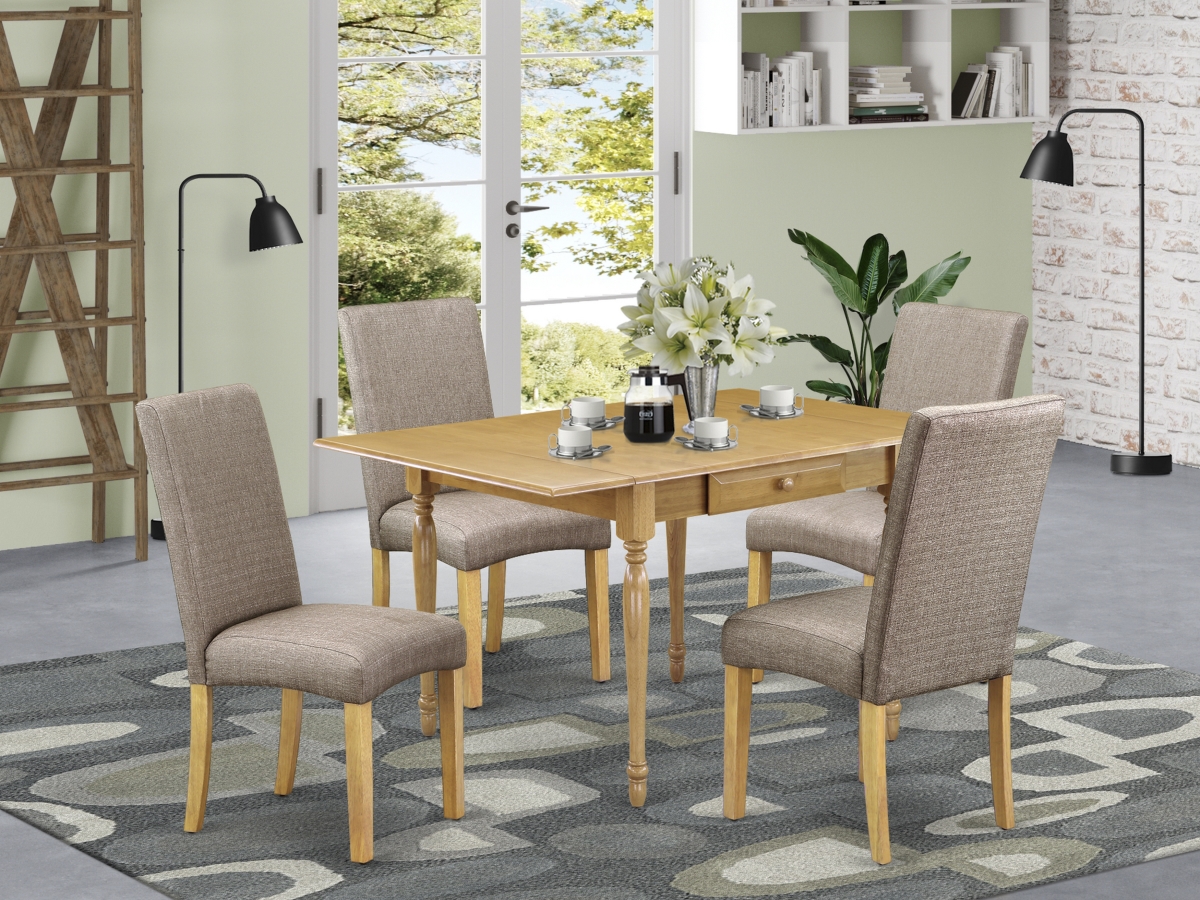 5 Piece Monza Kitchen Table Set - Oak & Dark Khaki