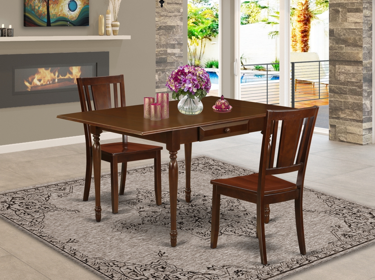 3 Piece Monza Dining Room Table Set - Mahogany