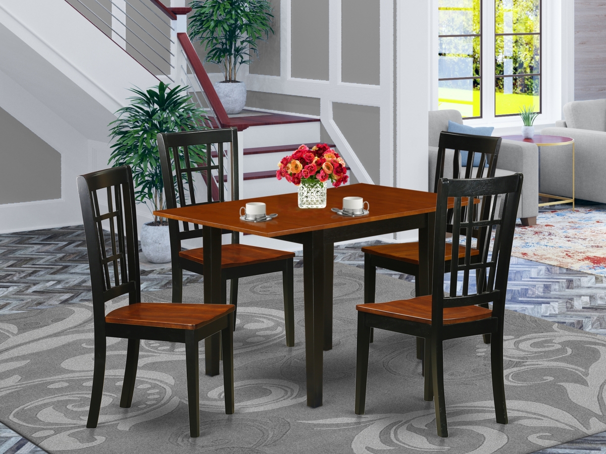 5 Piece Norden Modern Dining Table Set - Black & Cherry