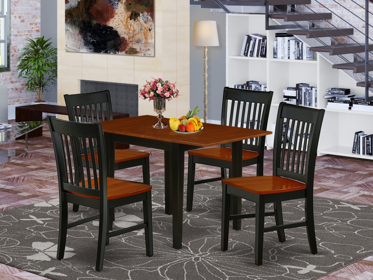 5 Piece Norden Wood Dining Table Set - Black & Cherry
