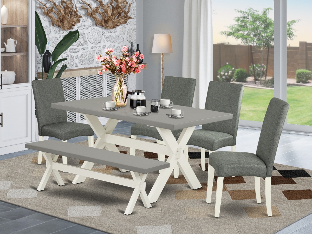 6 Piece X-Style Dining Set - Gray & Cement