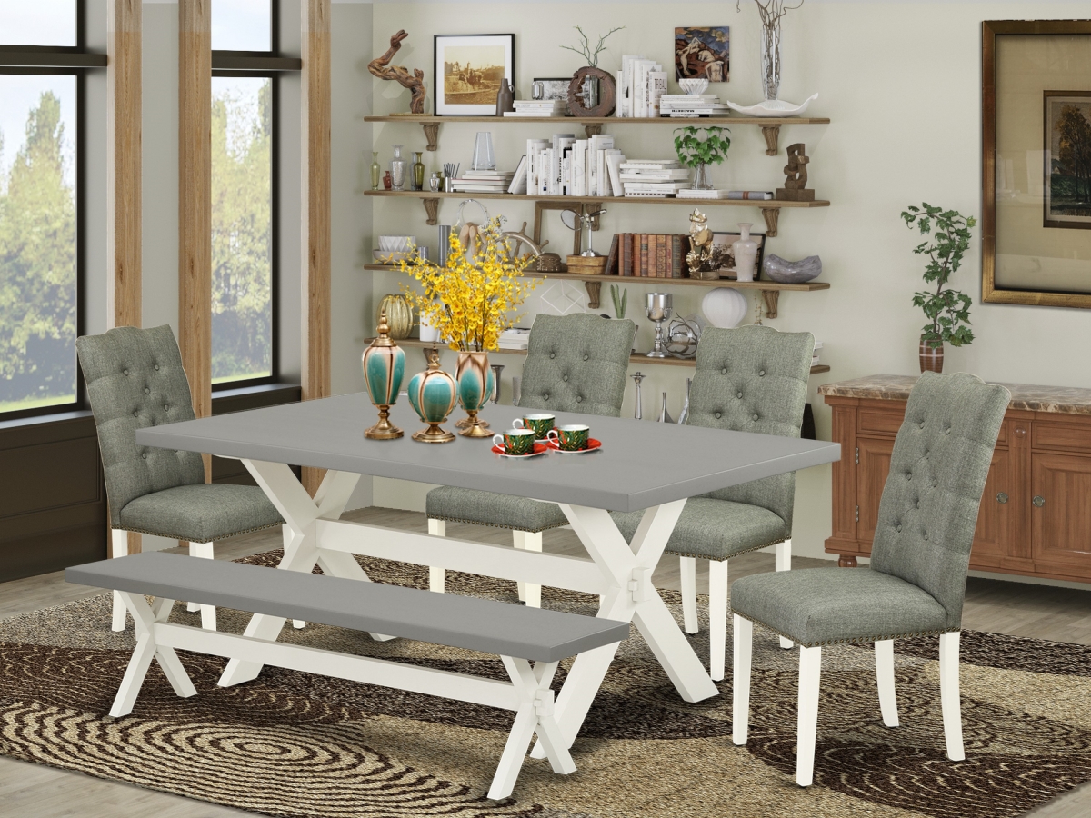 6 Piece X-Style Dinette Room Set - Linen White