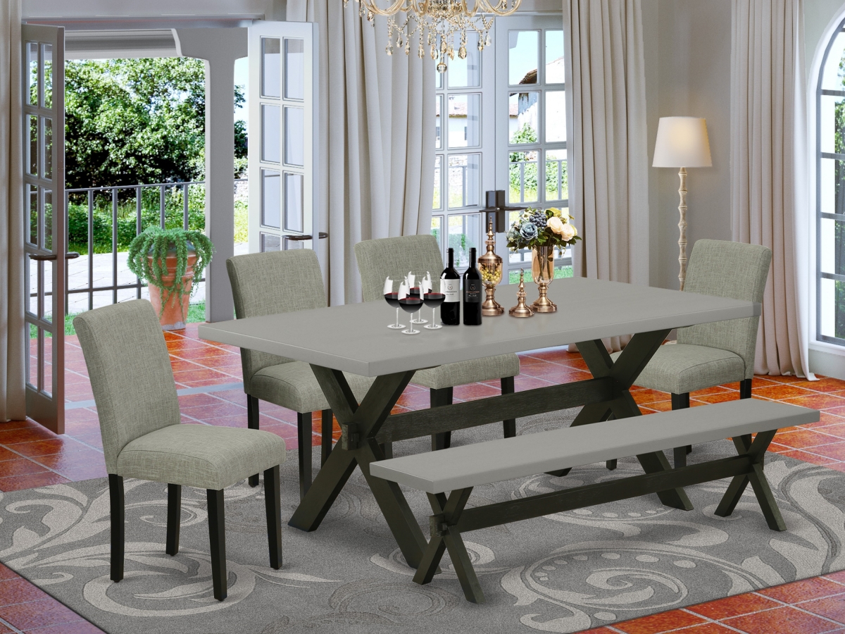 6 Piece X-Style Dining Set - Shitake & Cement