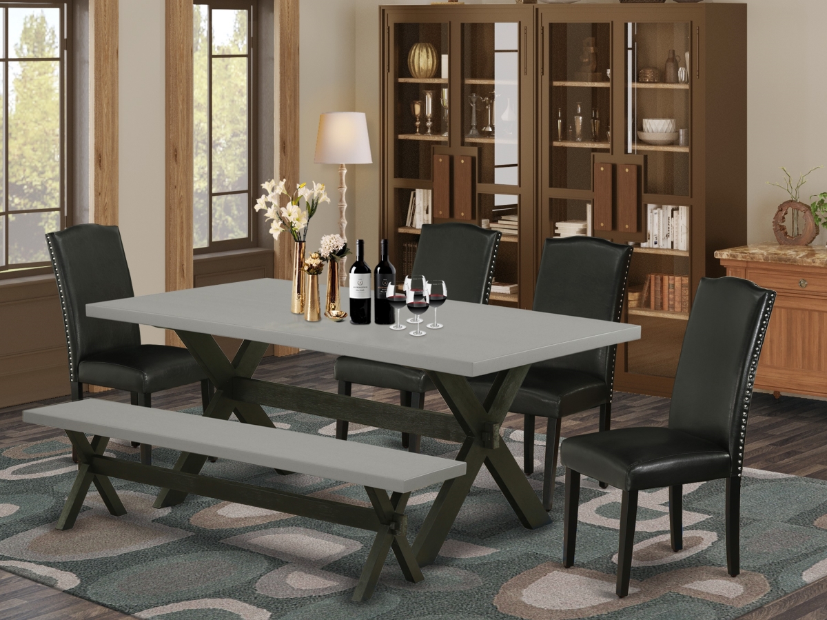 6 Piece X-Style Dinette Set - Black & Cement