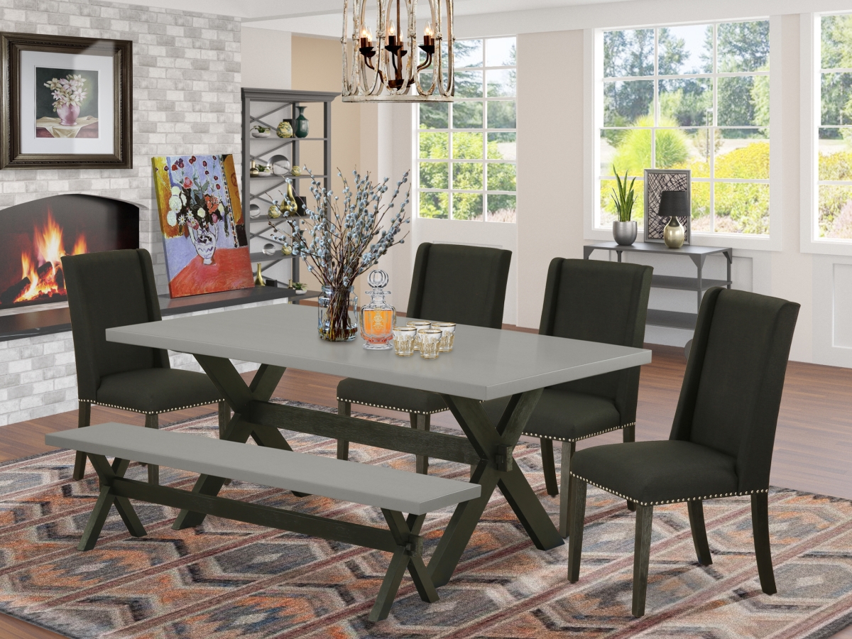 6 Piece X-Style Dining Table Set - Black