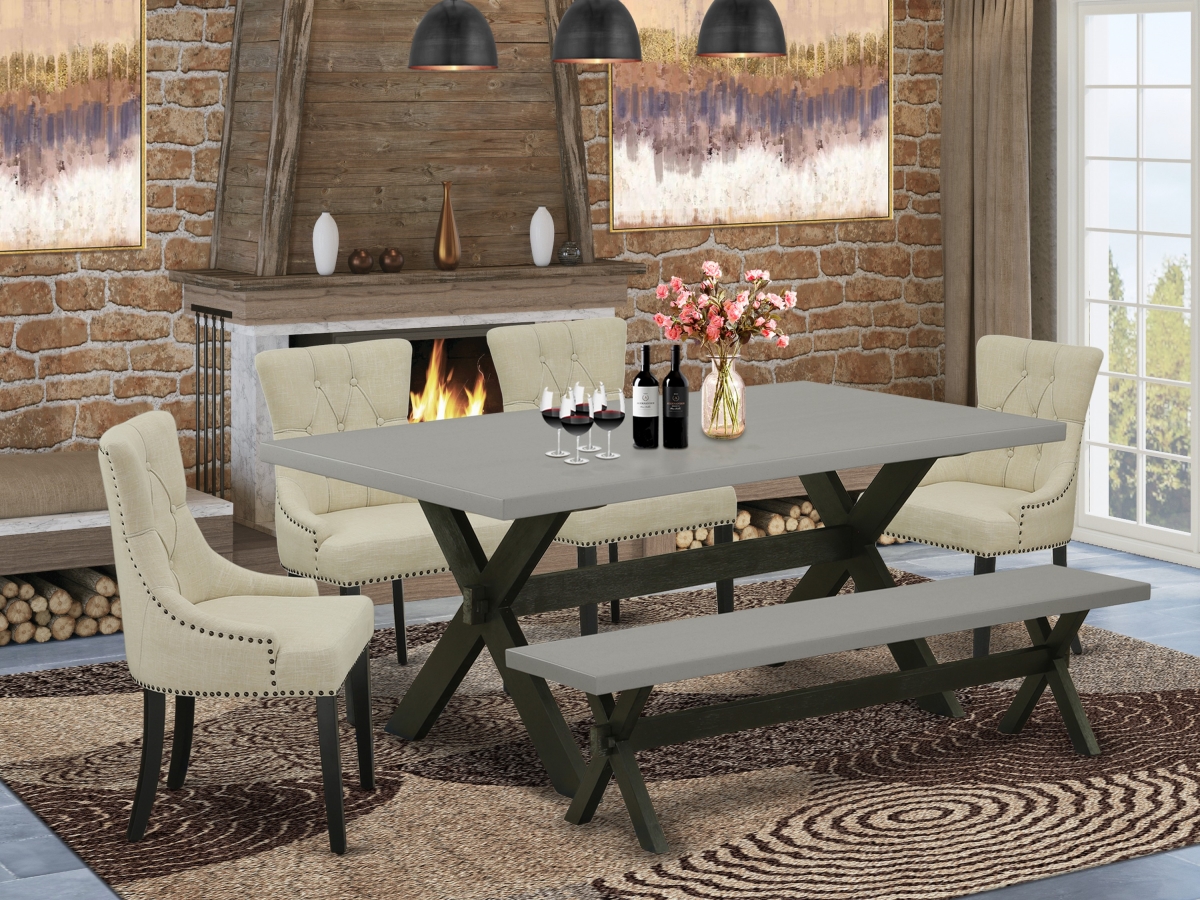 6 Piece X-Style Dinette Set - Light Beige & Cement