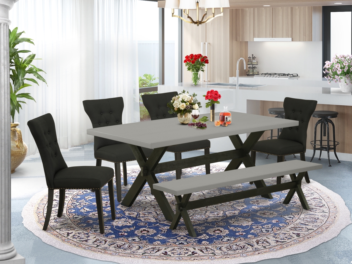 6 Piece X-Style Dining Set - Black & Cement