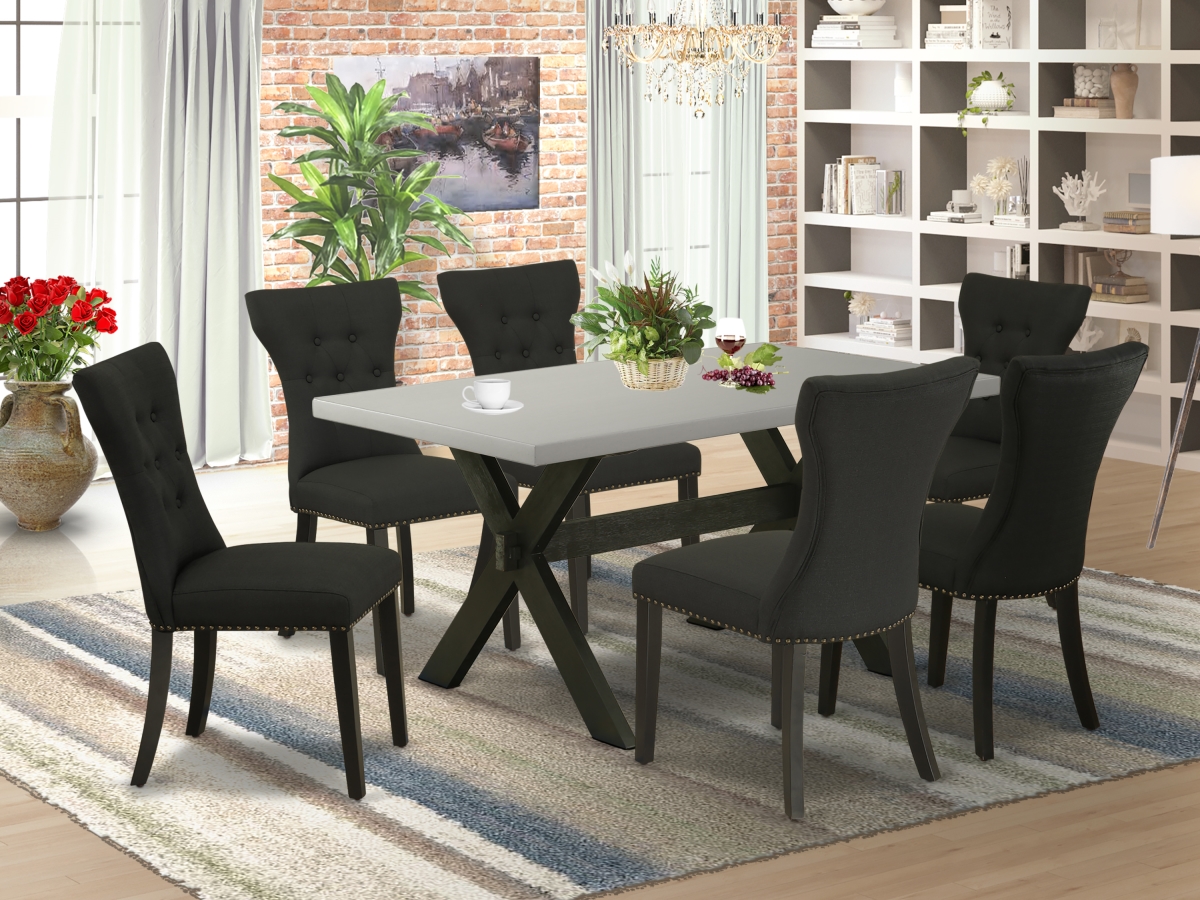 7 Piece X-Style Kitchen Dining Set - Black & Cement