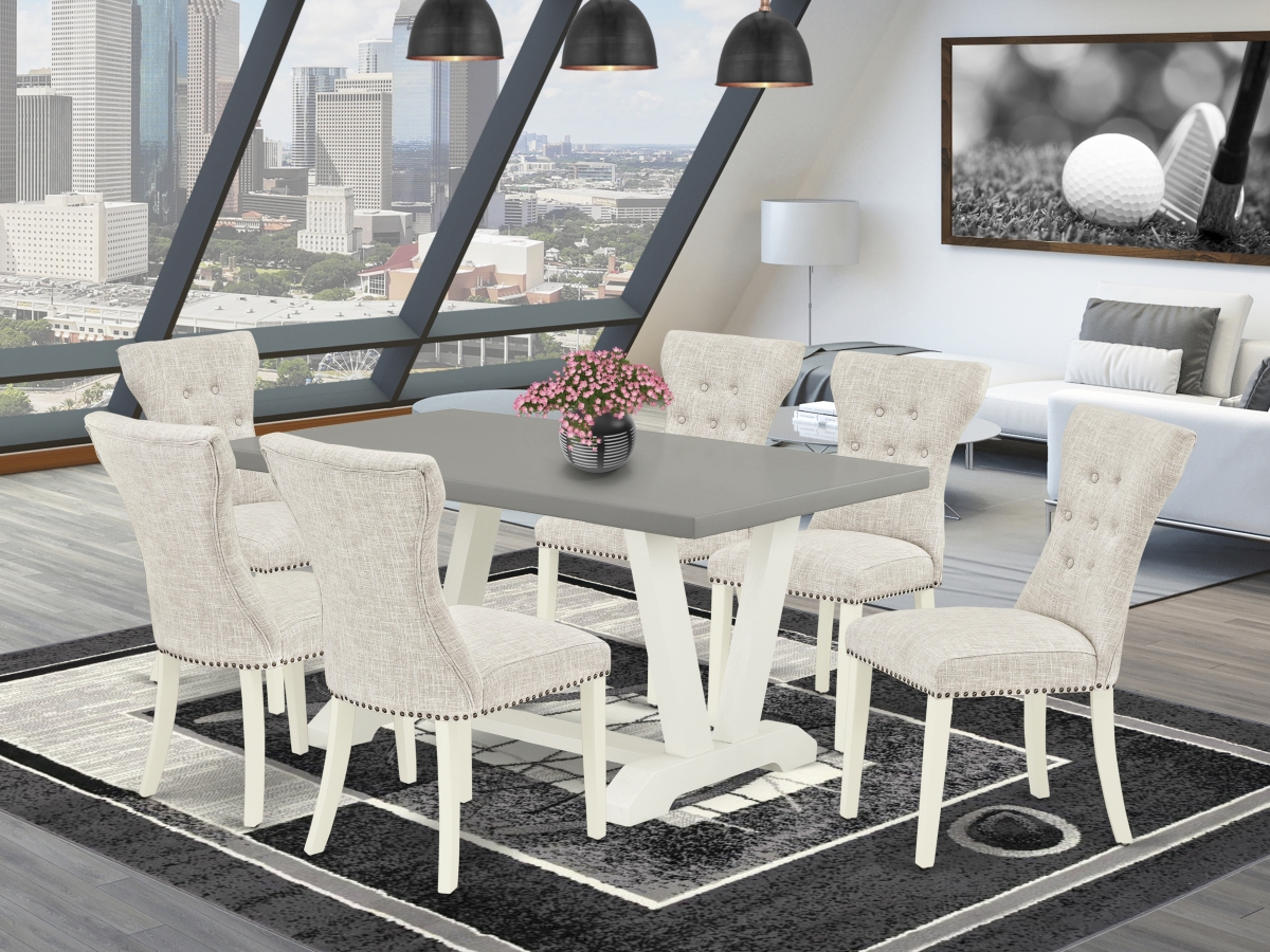 7 Piece V-Style Dining Set - Linen White