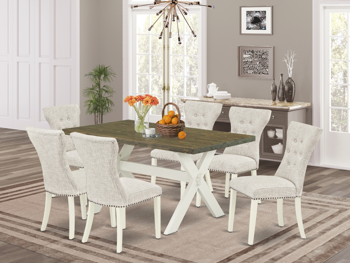 7 Piece X-Style Kitchen Table Set - Doeskin