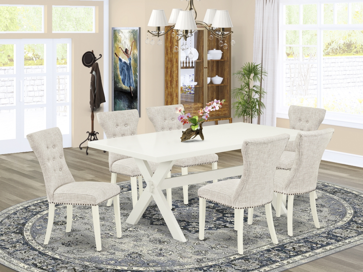 7 Piece X-Style Modern Dining Set - Linen White