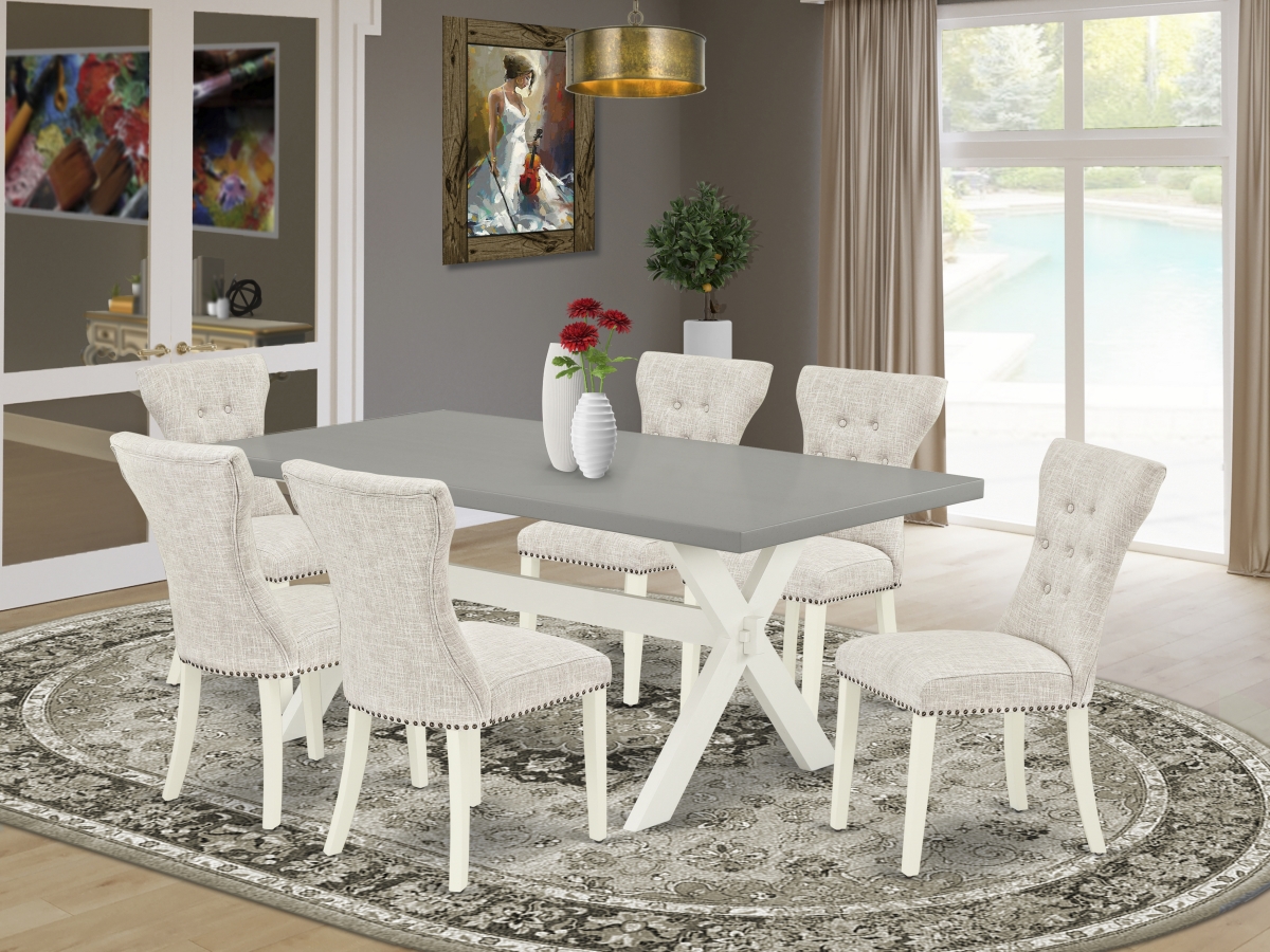 7 Piece X-Style Kitchen Dining Set - Linen White