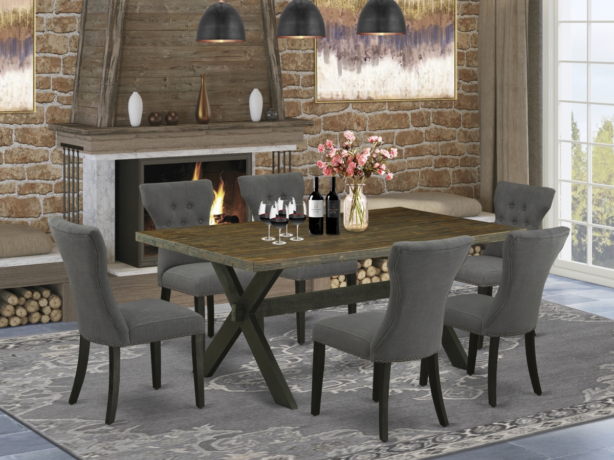 7 Piece X-Style Kitchen Dining Table Set - Dark Gotham Gray