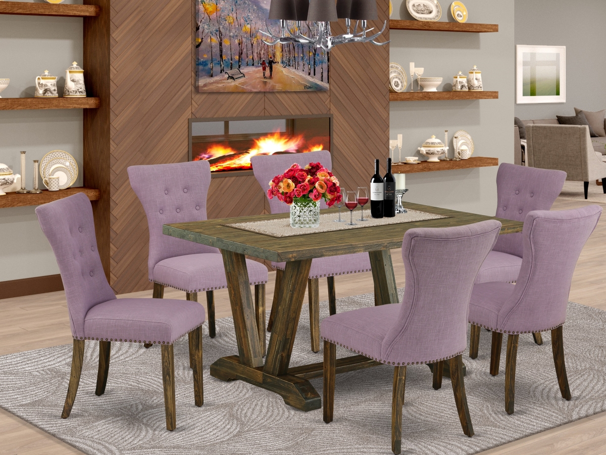 7 Piece V-Style Small Dining Table Set - Dahlia