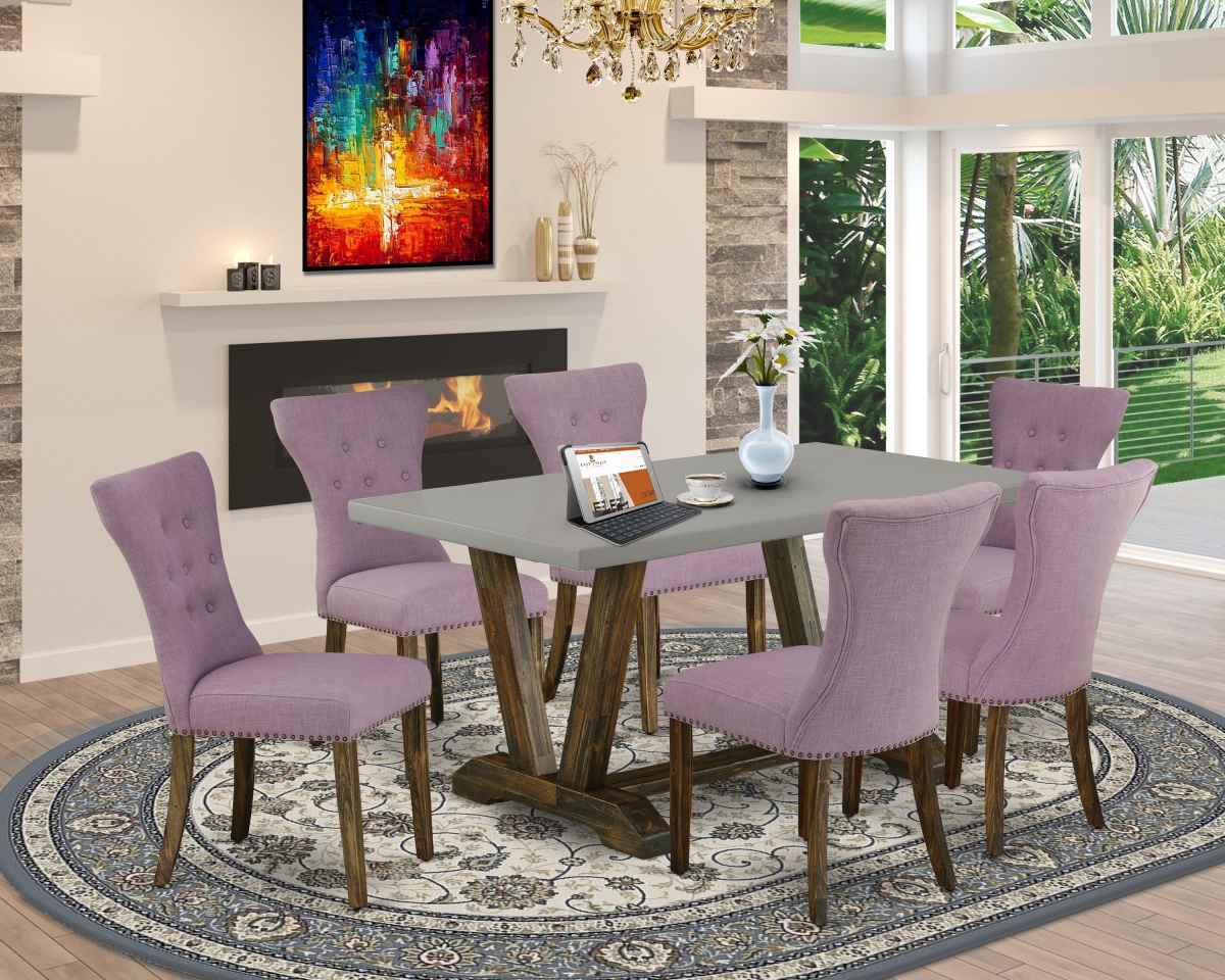 7 Piece V-Style Modern Dining Table Set - Dahlia