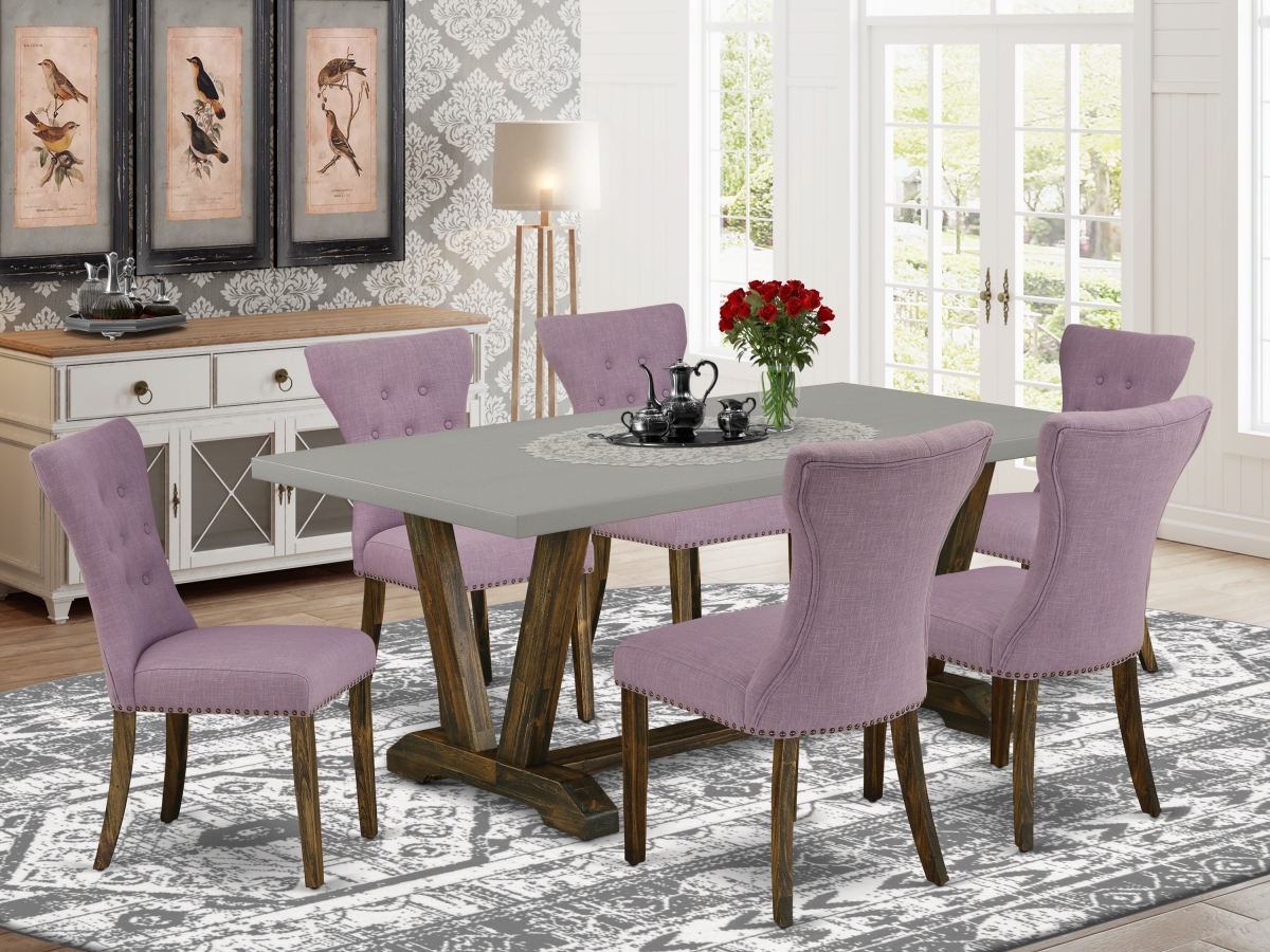 7 Piece V-Style Modern Dining Table Set - Dahlia