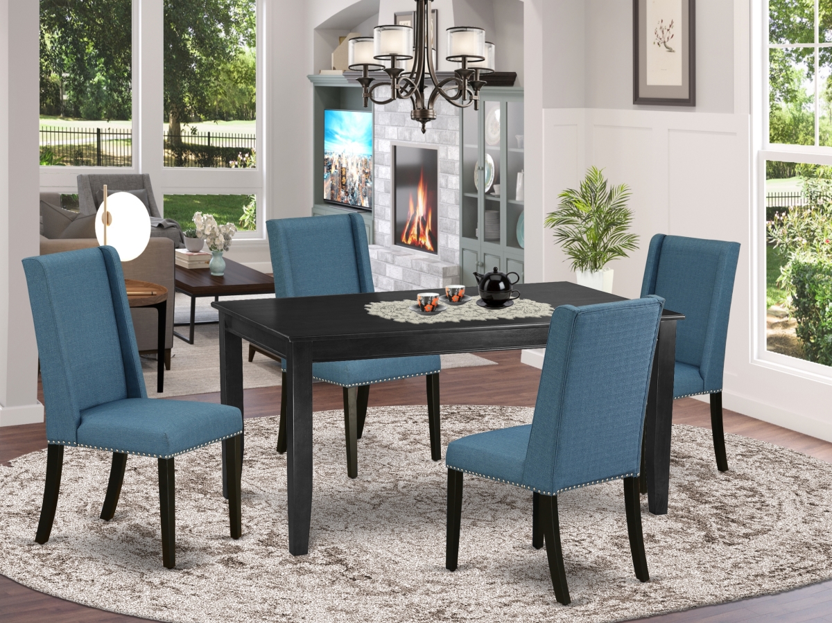 5 Piece Dudley Dinette Set - Black & Mineral Blue