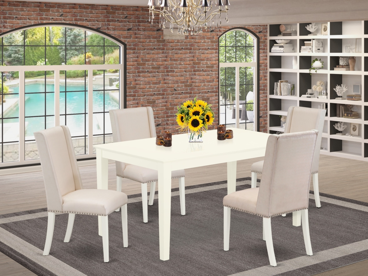 5 Piece Capri Dining Kitchen Table Set - Cream & Linen White