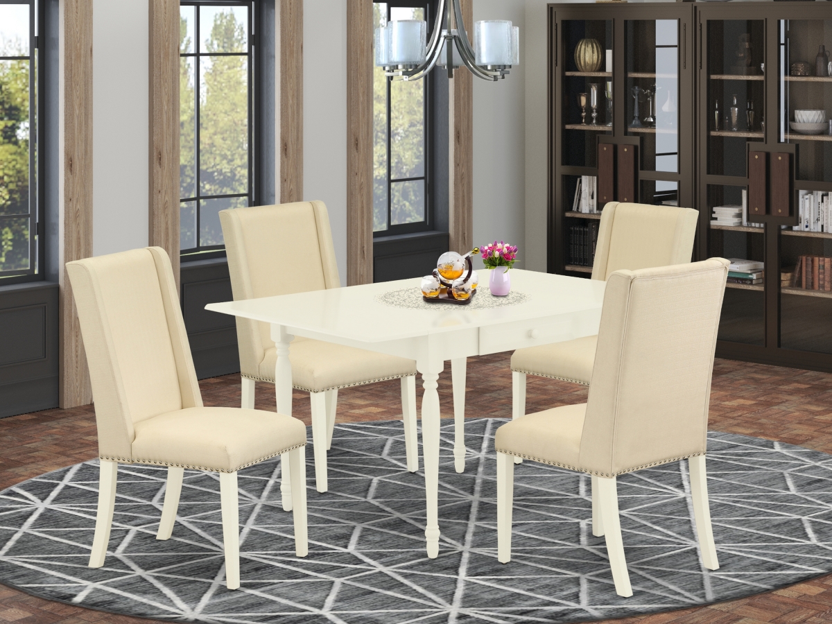 5 Piece Monza Kitchen Table Set - Linen White & Cream