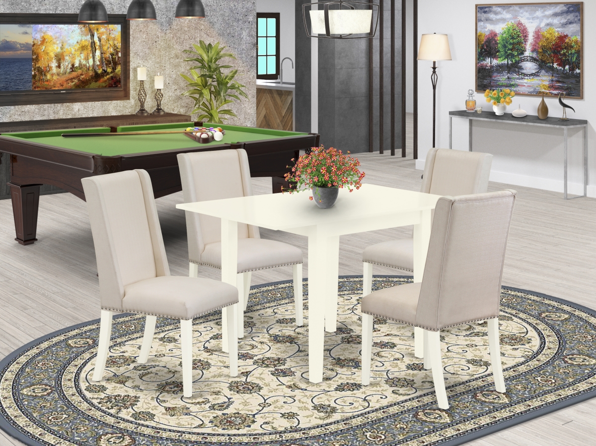 5 Piece Norden Small Dining Table Set - Linen White & Cream