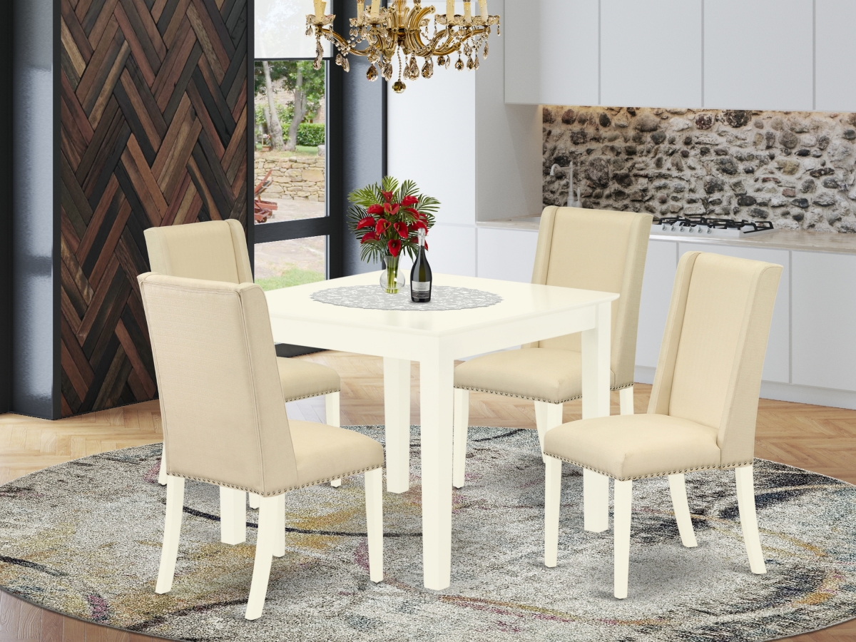 5 Piece Oxford Dinette Set - Linen White & Cream