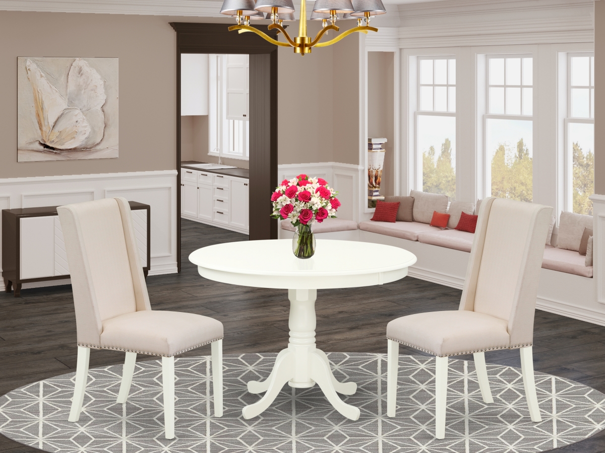 3 Piece Hartland Kitchen Table Set - Cream & Linen White