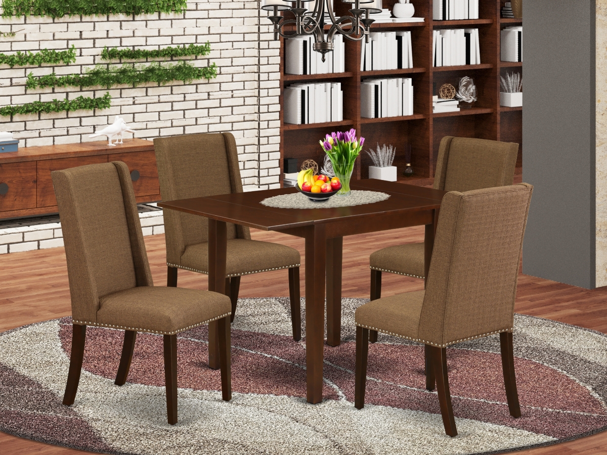5 Piece Norden Modern Dining Table Set - Mahogany & Brown Beige