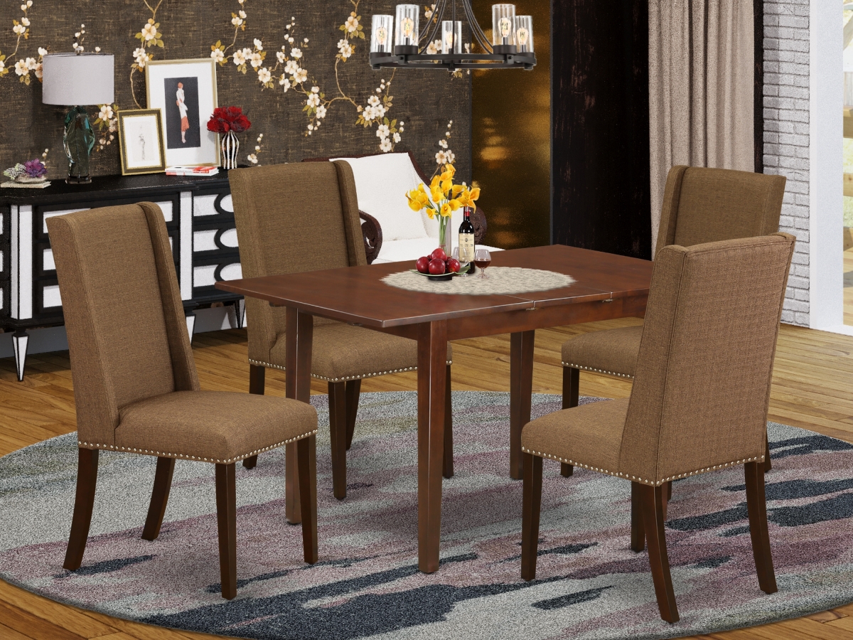 5 Piece Norfolk Dining Room Table Set - Mahogany & Brown Beige