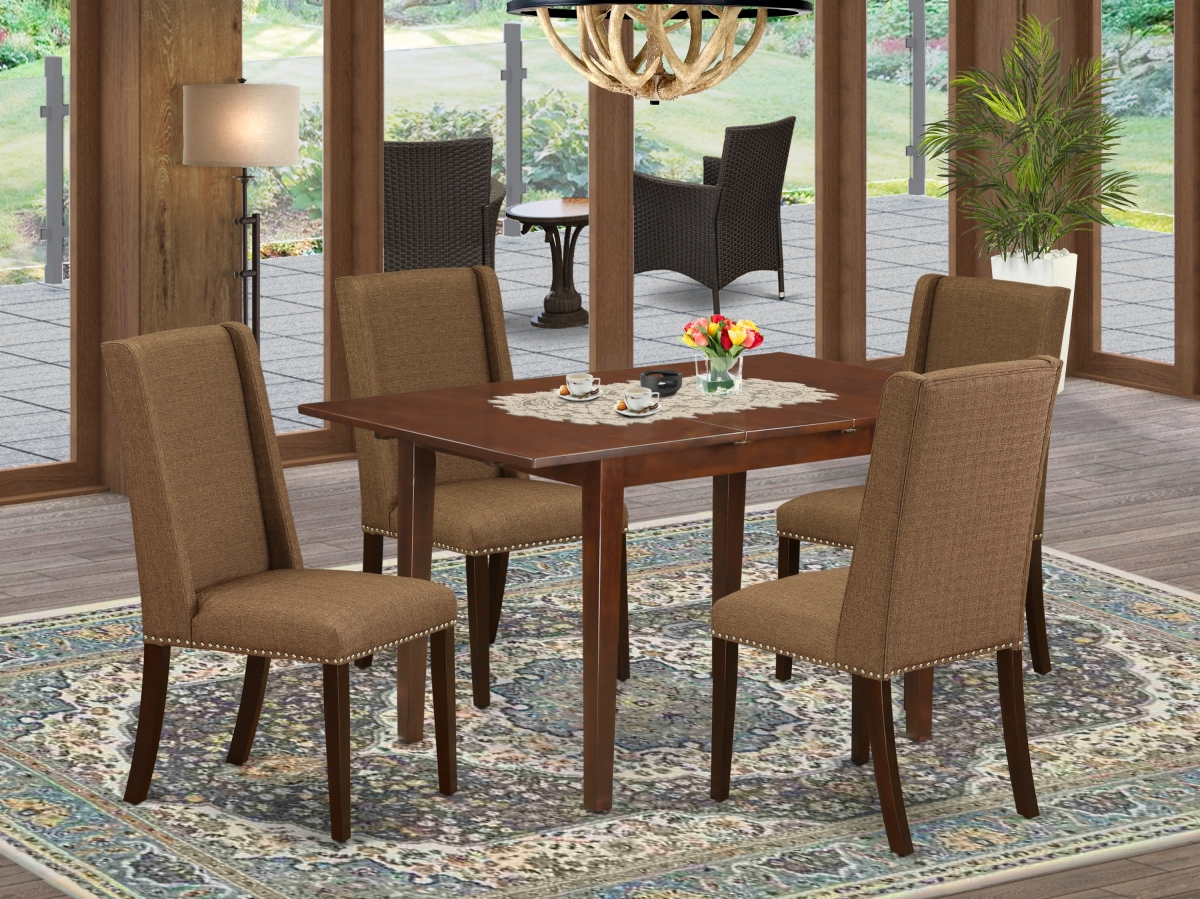 5 Piece Picasso Small Dining Table Set - Mahogany & Brown Beige