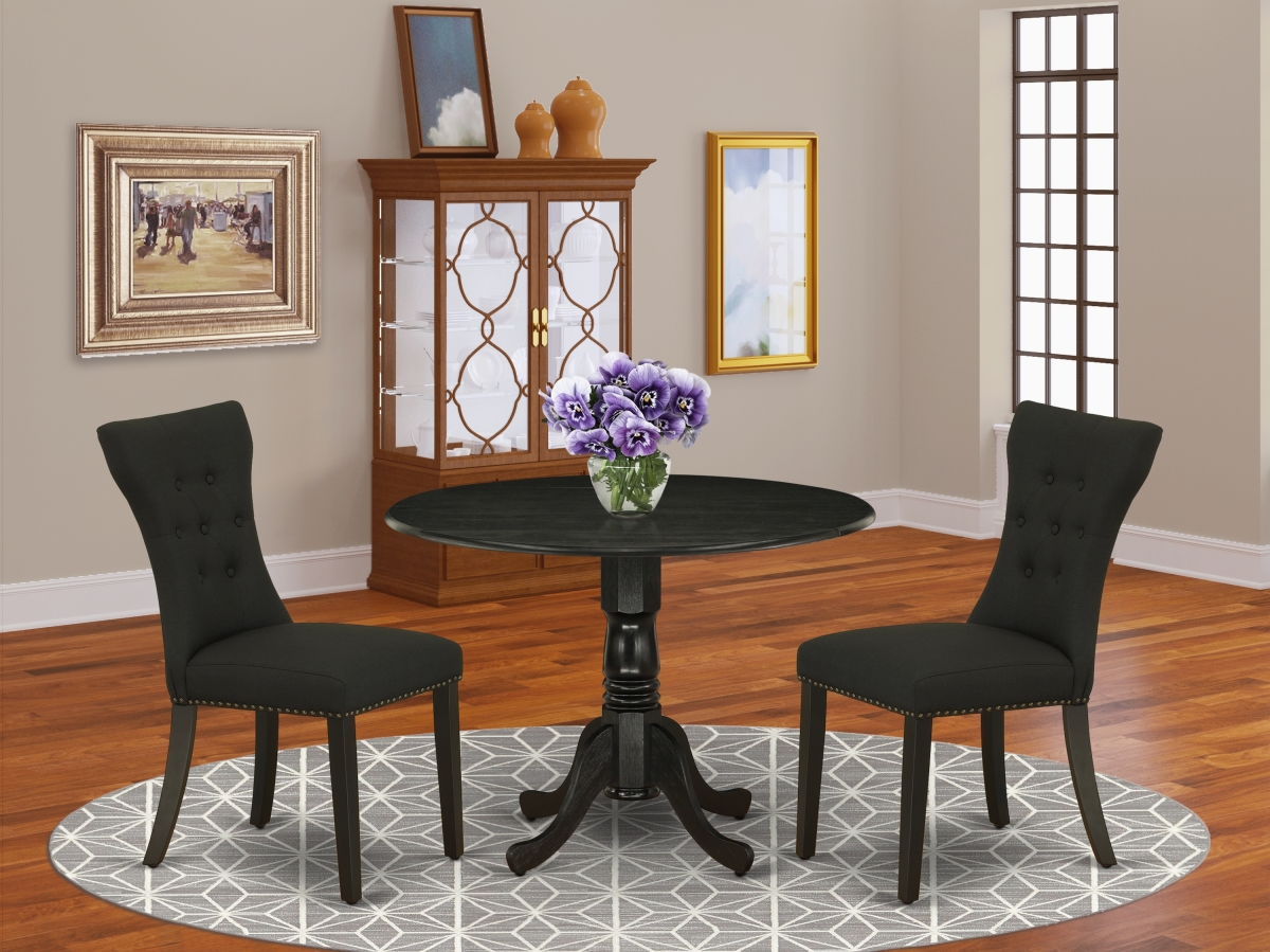 3 Piece Dublin Table & Chairs Dining Set - Black