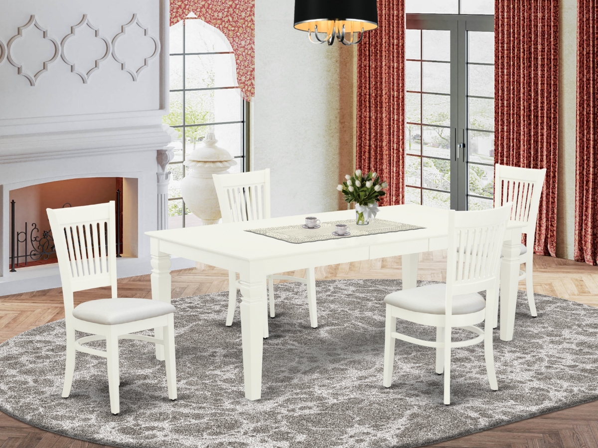 5 Piece Logan Dining Room Table Set - Linen White