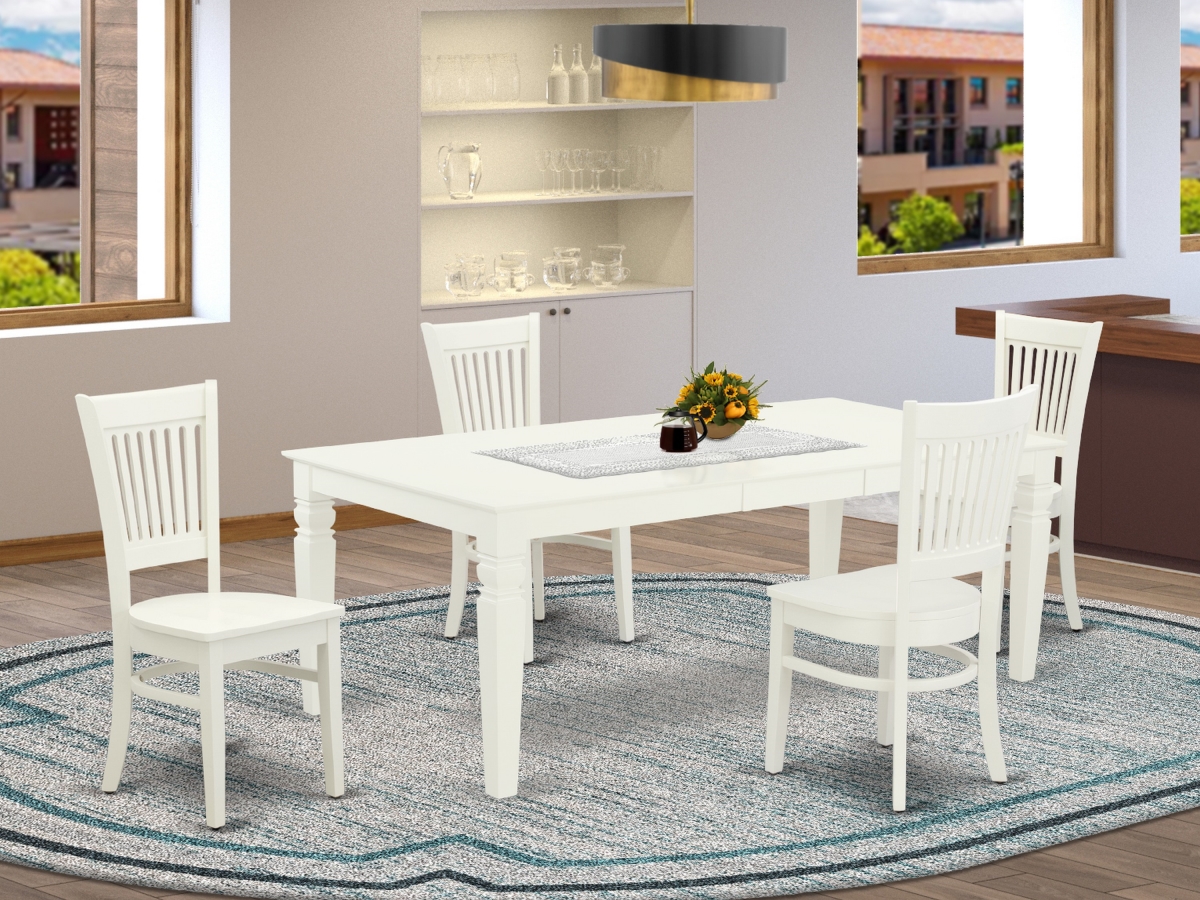 5 Piece Logan Wood Dining Table Set - Linen White