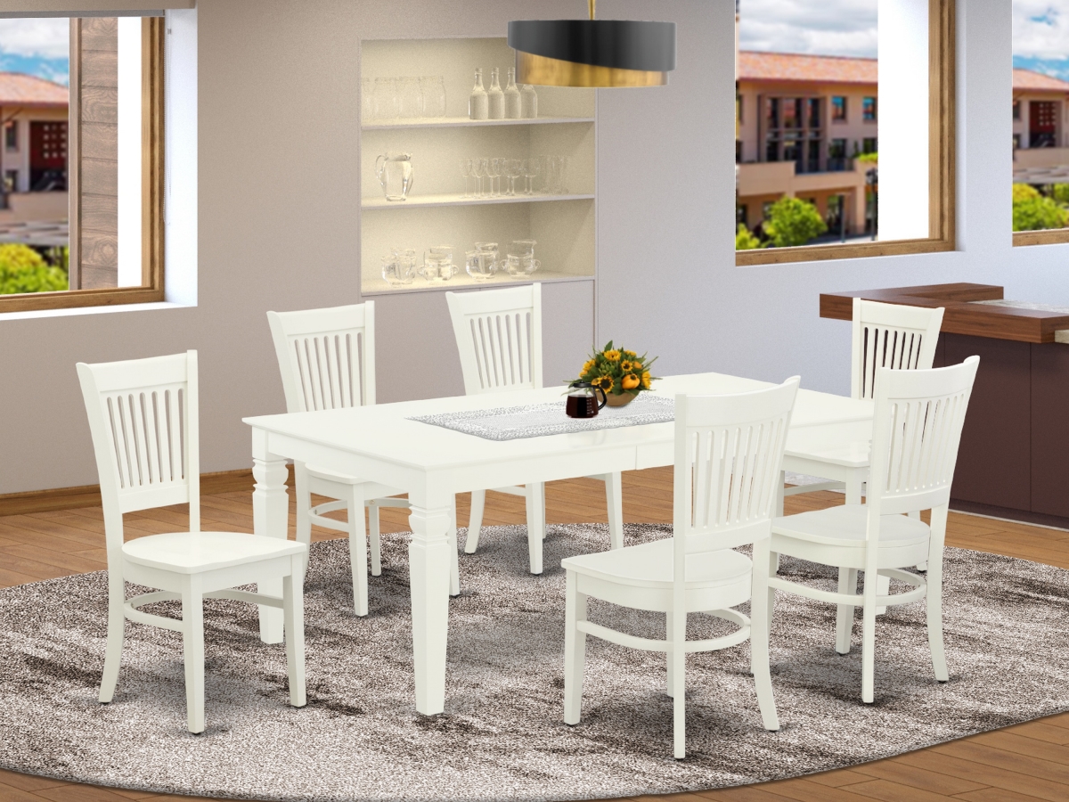 7 Piece Logan Small Dinette Set - Linen White