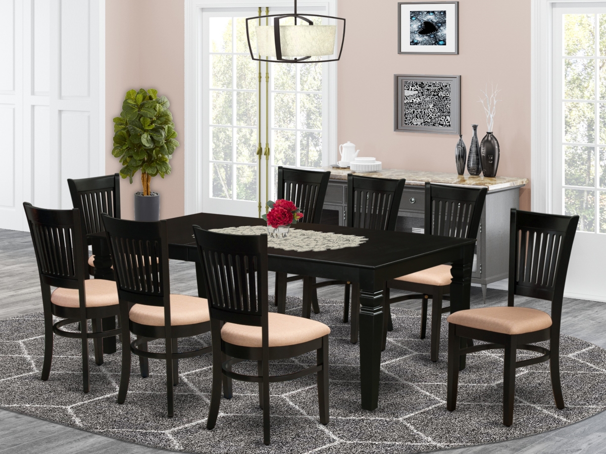 9 Piece Logan Wood Dining Table Set - Black