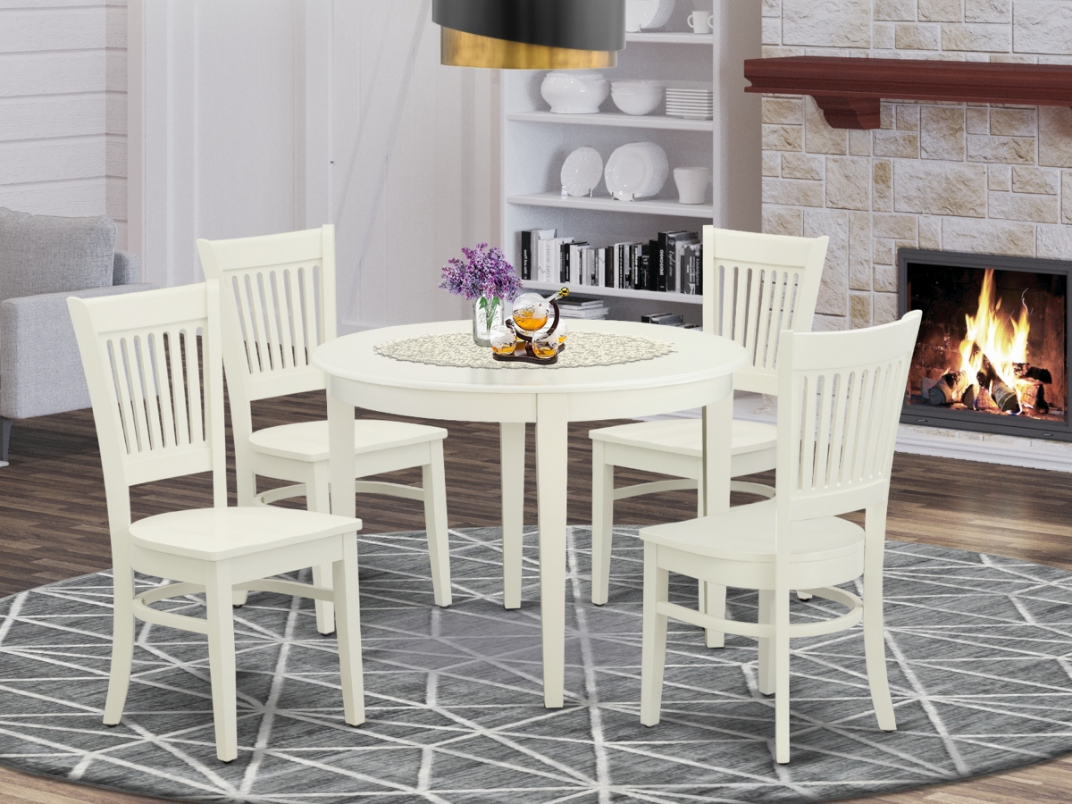 5 Piece Boston Kitchen Table Set - Linen White
